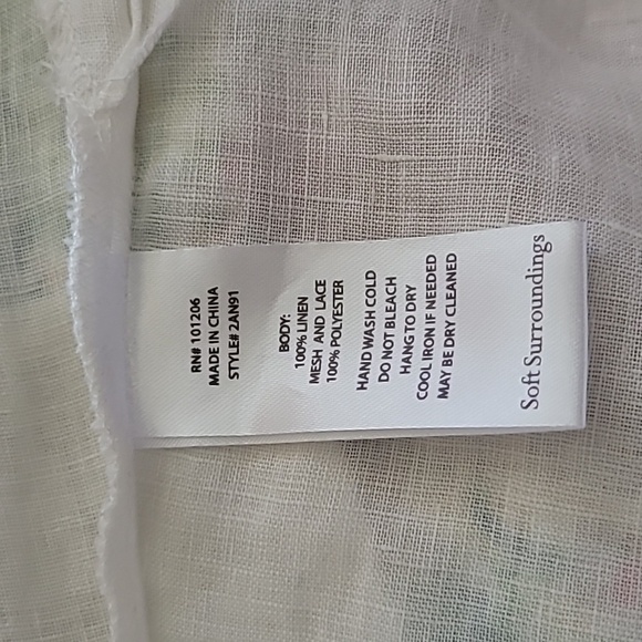 Medium Soft Surroundings 100% Linen Boxy Tunic with Mandarin Collar - Picture 7 of 7